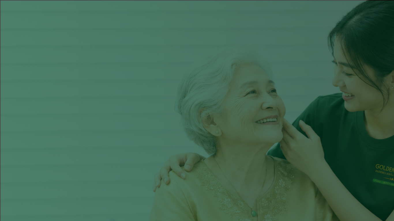 Caregiver with senior at Golden Kawan