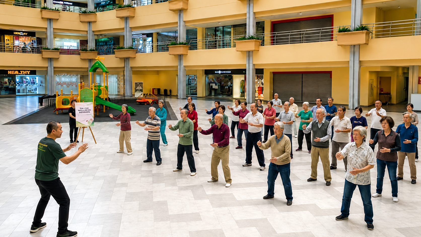 Seniors enjoying Tai Chi wellness session